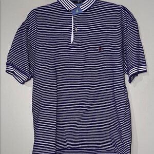 Classic Purple and White Striped Polo Shirt